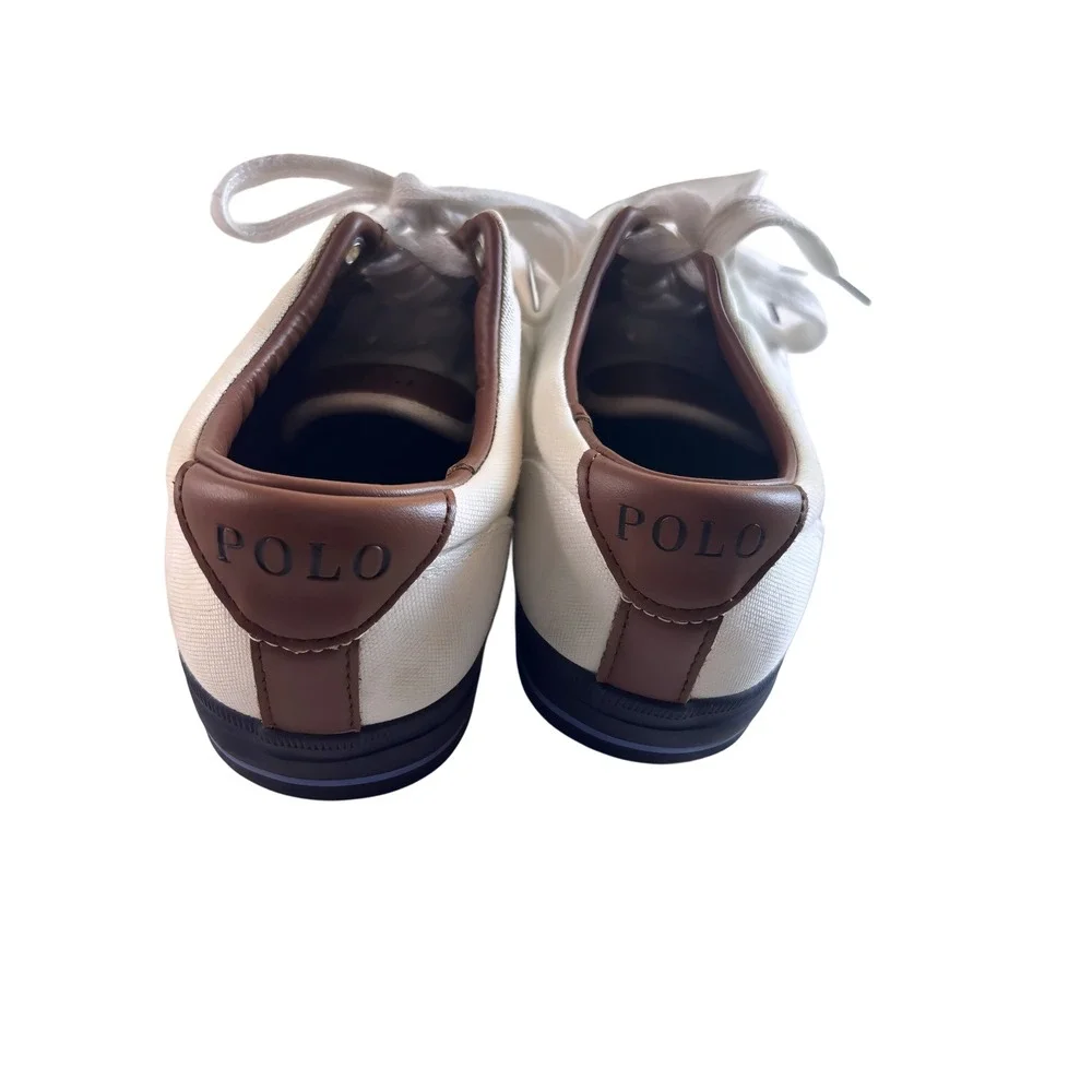 Polo Ralph Lauren Vaughn Mens 9.5D White Canvas Sneakers Navy 11501 Low Top - Picture 6 of 8